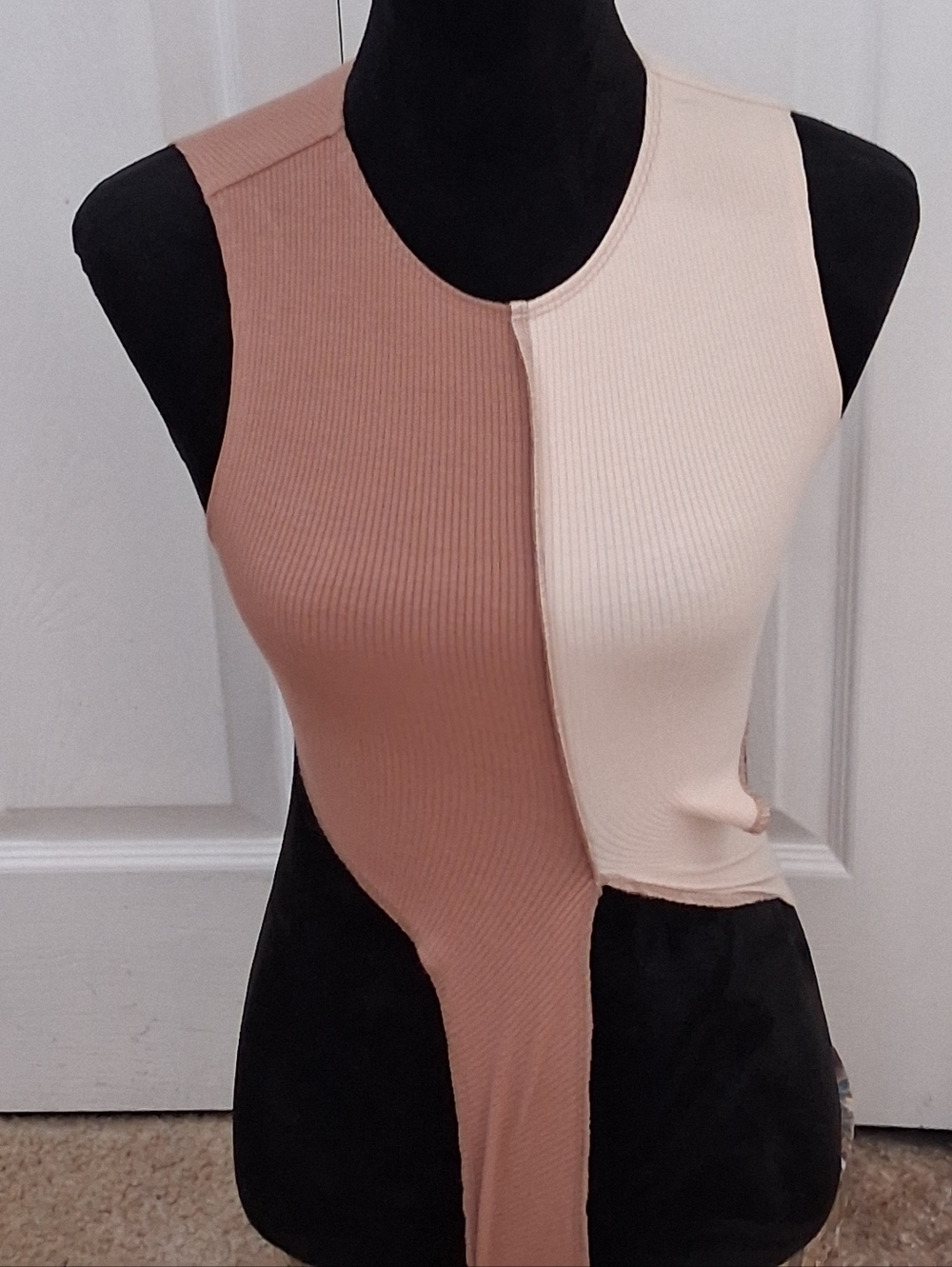 NWT Naked Wardrobe Ribbed Two Tone Body Suit Size XS